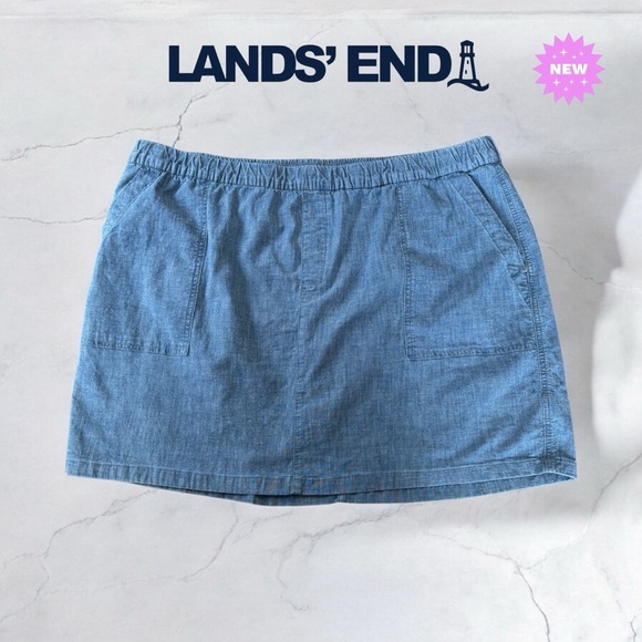 NWOT, Lands' End, Plus Size Skort With Elastic Waistband, 22W, Blue - Picture 1 of 9
